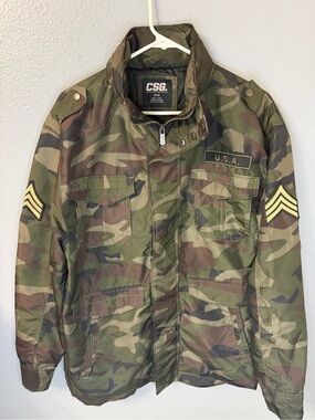CSG Men’s Military-Inspired Camouflage Field Jacket - Green Camo